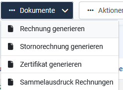 Rechnungen im Seminar Manager manuell generieren